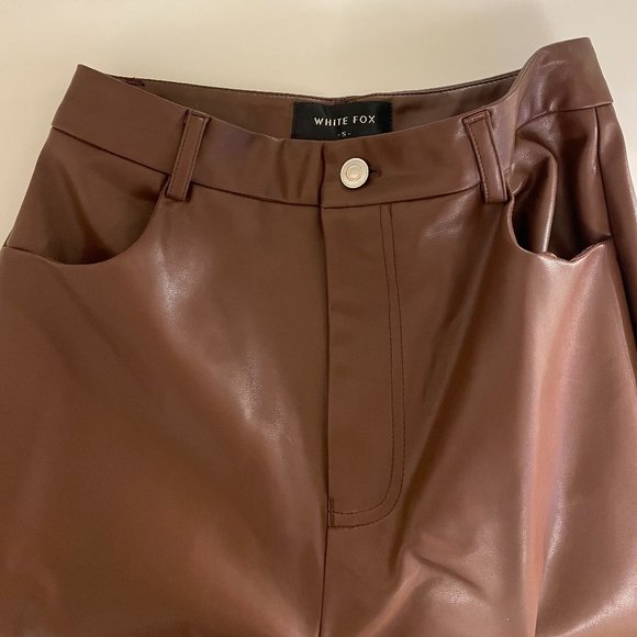 White Fox Faux Leather Trousers - Picture 1 of 4